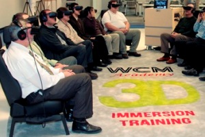 Students at the World Class Manufacturing Academy use 3D goggles during immersion training where they "enter" a plant setting full of unsafe acts and conditions, according to Chrysler Group.
