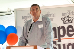 This photo from the Imperial Sugar Company newsroom shows Sheptor speaking in 2009 at a ceremony marking the restart of the Port Wentworth refinery.