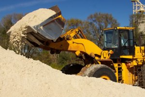 Frac sand is piled up for delivery to gas drilling sites. 