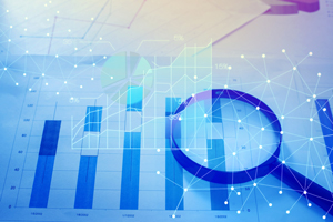 abstract image of magnifying glass, documents and data