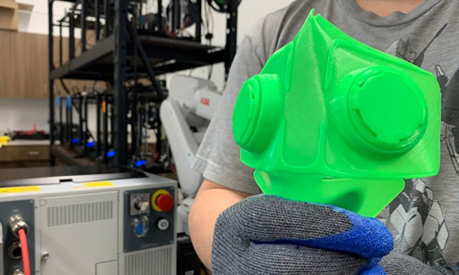 A version of the N95 respirator mask prototypes being printed at Concordia University Wisconsin