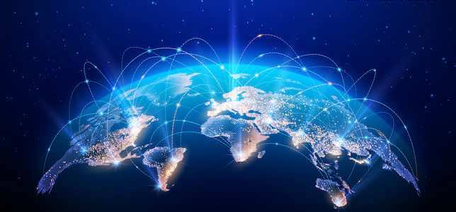 globe with networking overlay