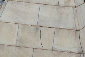 This United States Park Police photo shows a crack in the outer façade near the top of the Washington Monument. It was caused by the Aug. 23, 2011, earthquake.