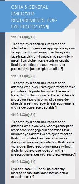 OSHA's General Employer Requirements for Eye Protection (Radians, Inc. graphic)