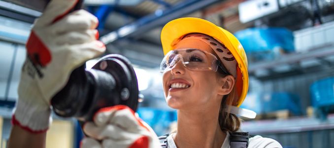 Female Worker Wearing Vision PPE