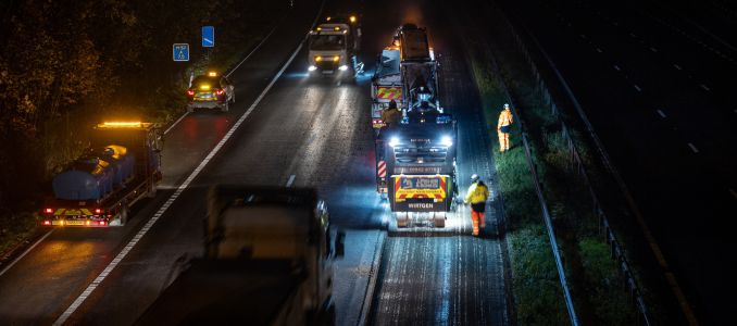 Road works at night