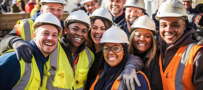 Group of Construction Workers Pose for Photo