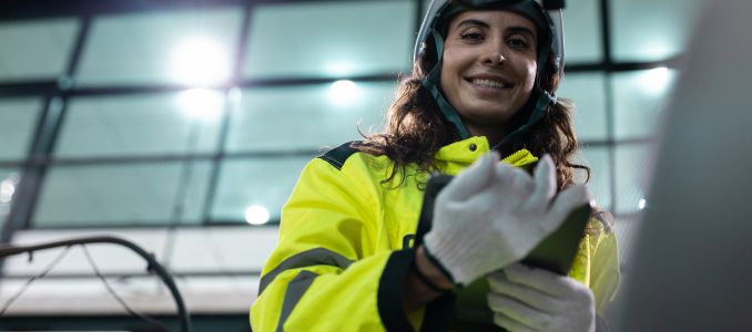 Worker holding tablet 