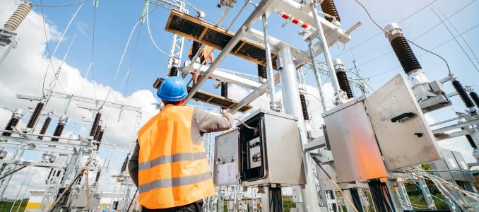 Adult electrical engineer at power station