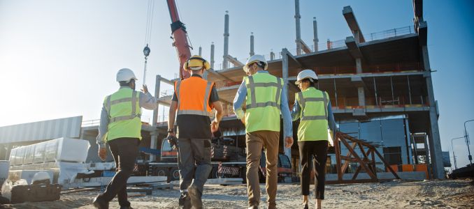 Four construction workers on-site