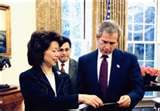 Labor Secretary Elaine Chao with President George W. Bush