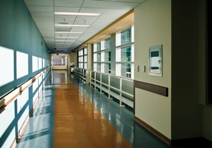 A hallway in the completed Rhode Island Hospital expansion