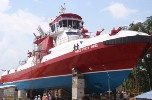 The 140-foot Three Forty Three, to be delivered to FDNY in December, is the largest fireboat in the country.
