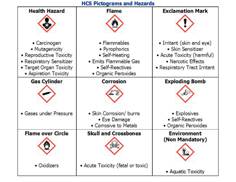 These pictograms must be used if the material is hazardous to health or presents a physical hazard.
