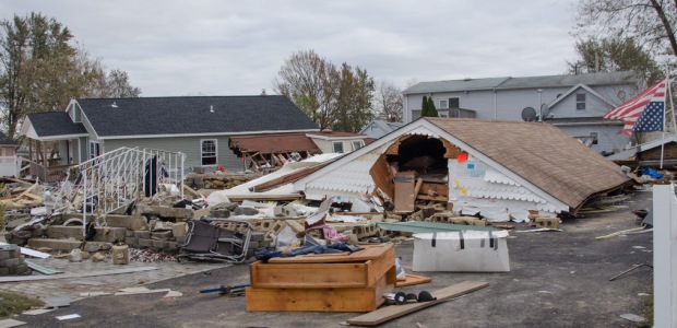 This photograph taken at Union Beach, N.J., on Nov. 4, 2012, shows damage to a home caused by "Superstorm" Sandy. (Photo by Liz Roll/FEMA)