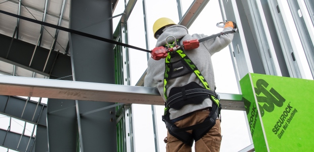 A personal fall arrest system should be designed and tested as a complete system because components from different manufacturers may not be interchangeable or compatible. (Miller Fall Protection by Honeywell photo)