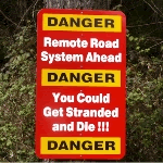 remote road danger sign