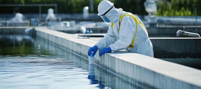 Water Worker in Safety Gear