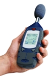 A sound-level meter, as shown in this Casella USA photo, is a hand-held device that allows a competent third party to take measurements at the ear of a worker with the instrument pointing at the noise source.