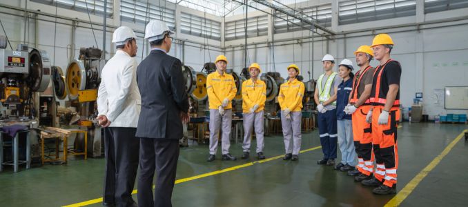 Safety professionals receiving training.