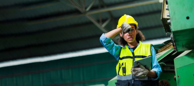 Female Worker Enduring Heat