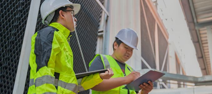 Two officials conducting safety inspection