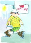 poster for the Health and Safety Executive's June 2009 Myth of the Month: You can't wear flip-flops to work