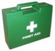 At a minimum, first aid kits should contain a pair of disposable gloves, bandages, two large sterile wound dressings, and six medium-sized wound dressings, according to HSE.