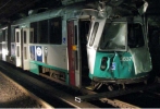 One car from each Massachusetts Bay Transportation Authority train derailed upright as a result of the collision.