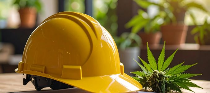 Helmet and Cannabis Plant