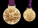 This LOCOG photo shows both sides of the gold medal to awarded during the London 2012 Olympics.