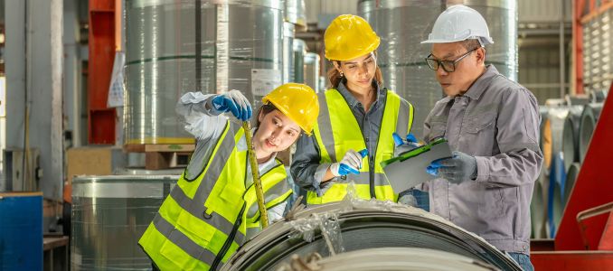 Plant workers doing safety check