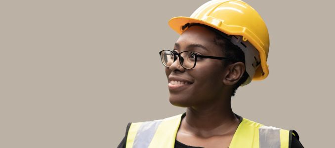 Construction worker smiling 
