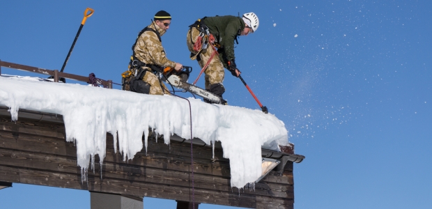 Fall hazards are a prime concern for workers who are on rooftops to remove snow, according to OSHA