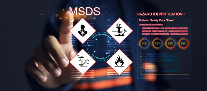 Safety officers pointing hands at the MSDS