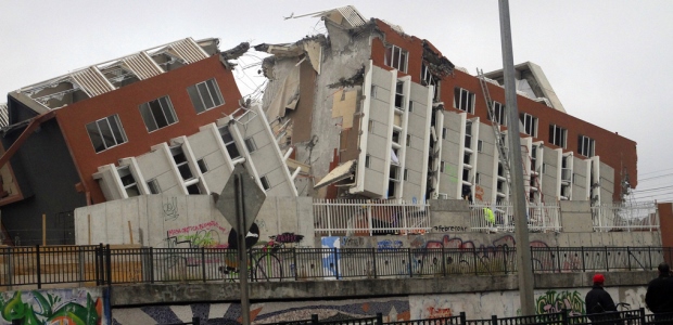 An 8.8 magnitude earthquake on Feb. 27, 2010, destroyed this building in Concepcion, Chile.