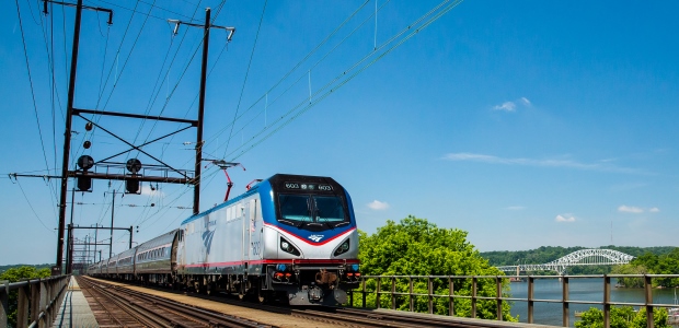 This Amtrak photo shows one of its trains traveling along the Northeast Corridor. (Amtrak photo by Chuck Gomez)