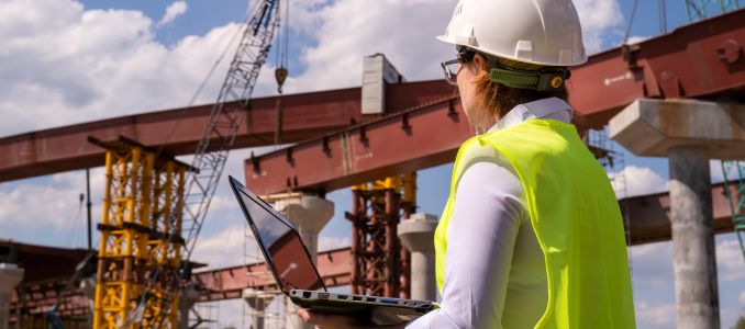 Female foreman on construction site