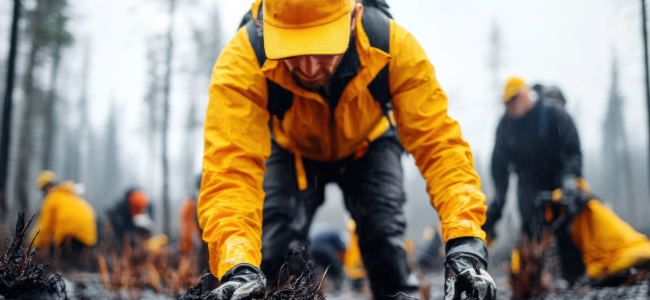 Firefighter Cleanup Debris