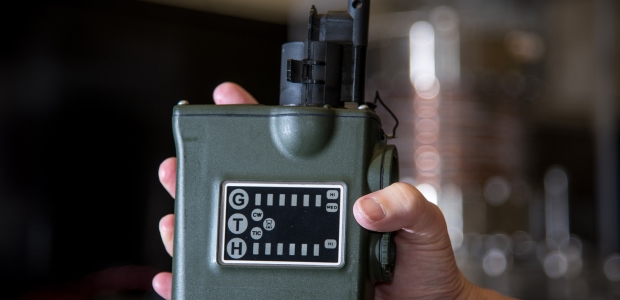 A Joint Chemical Agent Detector equipped with a threshold confidence checker in black, on top, is shown in this NIST photo by Jason Stoughton.