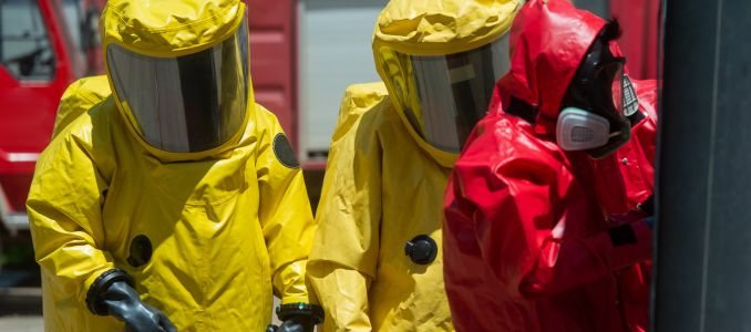 Workers in Hazmat Suits