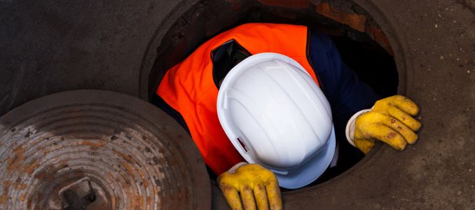 Worker in Manhole