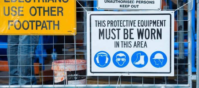 Safety and security signs on construction site