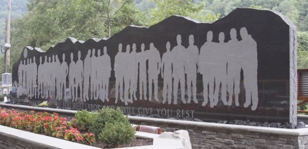 This memorial wall was erected to honor the 29 miners who died in the Upper Big Branch Mine South explosion on April 5, 2010. (MSHA photo)