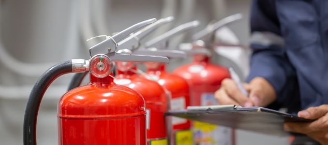 Row of Fire Extinguishers