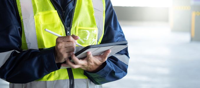 Safety Worker with Tablet