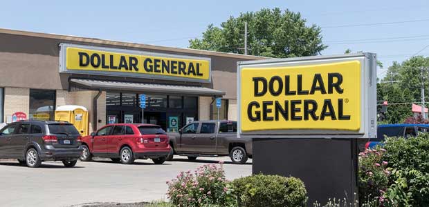 a dollar general sign in front of a dollar general store