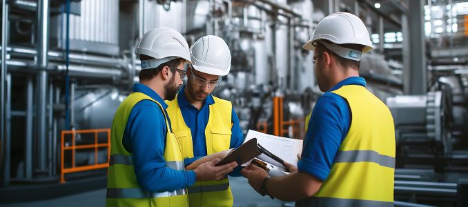 Facility Workers with Clipboards