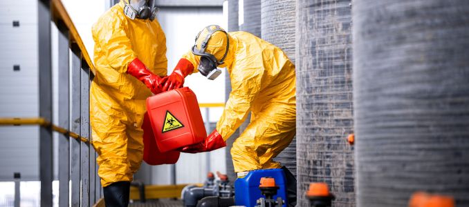 Safety Workers Handling Chemicals