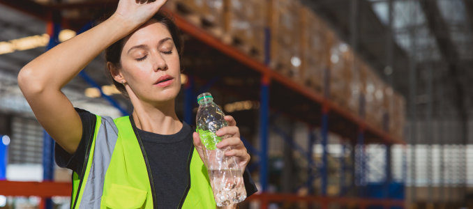 Hot Female Worker with Bottle Water